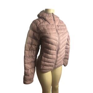 Women S Aparso Pink Full Zip Hooded Quilted Puffer Parka Jacket Coat Down Filled
